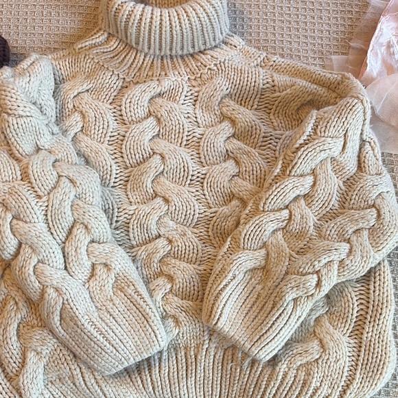 Cozy Cream Cable Knit Turtleneck Sweater - Picture 1 of 2